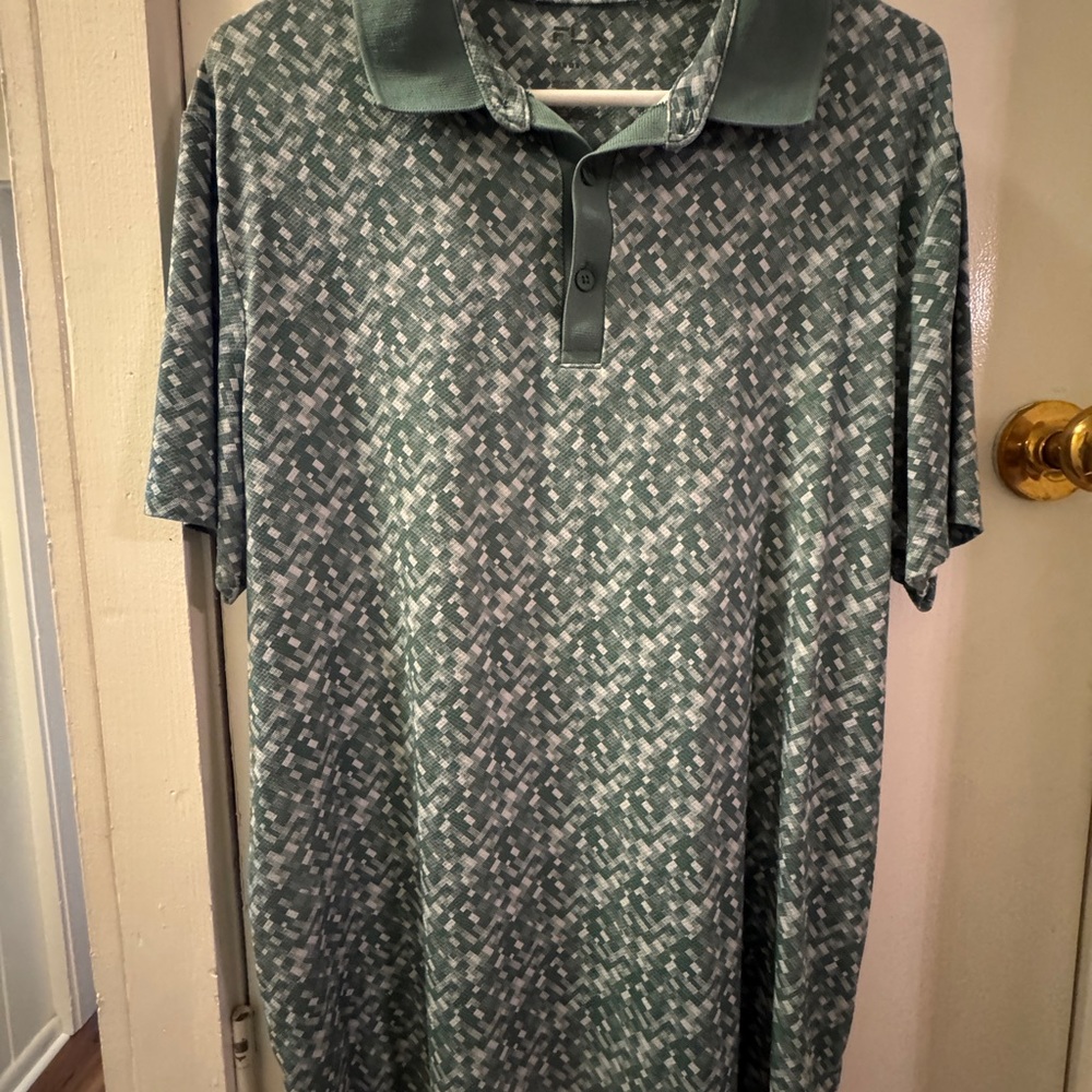 Men's Golf Flex Green Patterned Polo Shirt